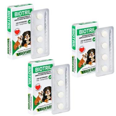 Imagem de Kit 3un Antiparasitário Amplo Espectro P/ Cães Biotril - Biofarm