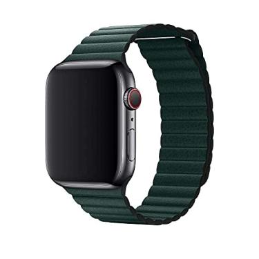 Imagem de Pulseira Couro Loop LTIMPORTS, compativel com Apple Watch 46mm Series 11/10, 45mm Series 9/8/7, 44mm Series 6/5/4/SE, 42mm Series 3/2/1 e Apple Watch Ultra 49mm 3/2/1 (Verde)