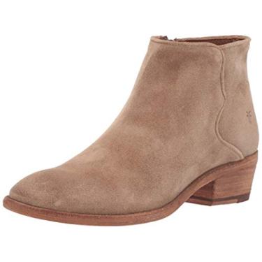 Imagem de Frye Carson Botas femininas feitas de couro de flor integral macio com detalhes exclusivos inspirados no Ocidente e forro de couro flexível – Altura do cano de 10 cm, Bege, 6