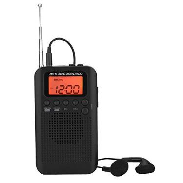 Imagem de Rádio digital AM FM portátil, rádio estéreo de 2 bandas rádio digital com bolso de ajuste com bateria de lítio recarregável e tela LCD