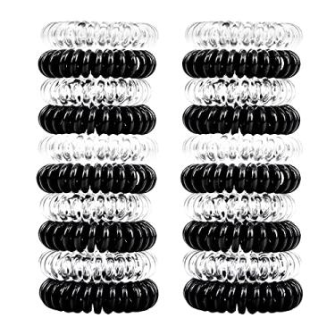 Imagem de 79STYLE tiras de cabelo em espiral sem vinco com tiras de cabelo sem rachaduras e rabo de cavalo para meninas, mulheres, pulseiras de cabelo invisíveis e transparentes, Transparent / Black 50