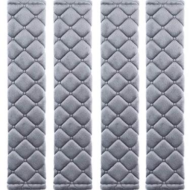 Imagem de MIKAFEN Pacote com 4 Almofadas de Cinto de Assento de Carro Universal, Alça de Ombro para Adulto, Almofada de Arreio para Carro/Bolsa, Conforto Macio Ajuda a Proteger Seu Pescoço Ombro do Cinto de CintoMIKAFEN cinza MI100-4