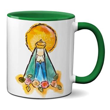Imagem de Caneca Padroeira Nossa Senhora Aparecida Rogai Por Nós (Verde)