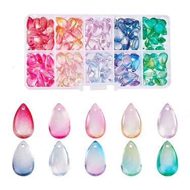Imagem de PH PandaHall 10 miçangas coloridas de gota, 200 peças de contas de vidro de cristal de gota de água transparente contas soltas pingentes coloridos para artesanato faça você mesmo fabricação de brincos