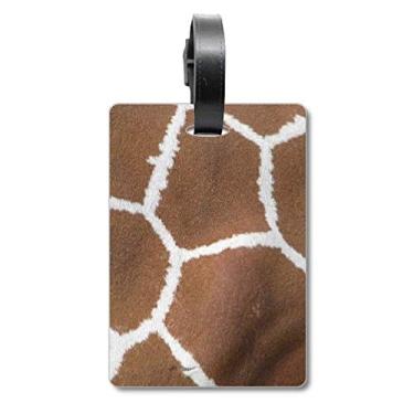Imagem de Placa de bagagem com design abstrato de penas de girafa com design abstrato, etiqueta de bagagem, Multicolorido.