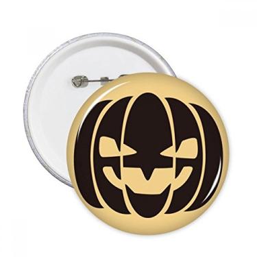 Imagem de Broche redondo de abóbora sorridente preto Halloween emblema acessório decoração 5 peças