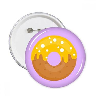 Imagem de Rosquinha creme amarelo sobremesa comida doce pinos redondos crachá botão decoração acessório 5 peças