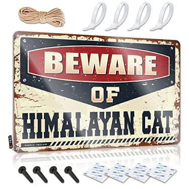 Imagem de Placa de bar decoração de casa cuidado com gato do Himalaia placa de lata decoração de porta decorações de quarto (Tamanho: 20x30cm)