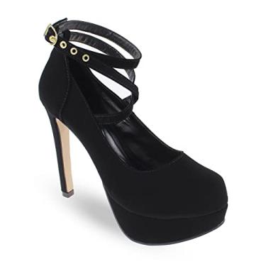 Imagem de Sapato Boneca Modarpe Meia Pata Salto Alto Fino Feminina M27 Cor:Preto;Tamanho:36