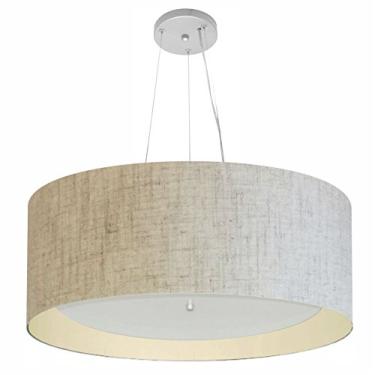 Imagem de Lustre Pendente Cilíndrico Cúpula Duplo Tecido 80x30 cm, Vivare Iluminação, Pendente4142 RSTLA, Rustico/Bege, Gigante