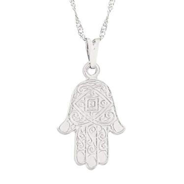 Imagem de Colar Hamsa desenhada 20mm - Sunshine Cristais Cor:Prata