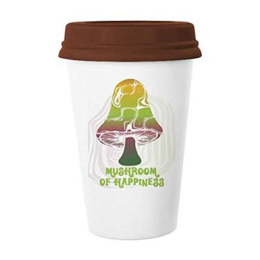 Imagem de Linda caneca de ilustração de criatura de cogumelo verde caneca de café copo de cerâmica