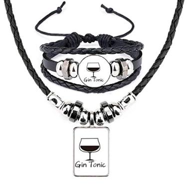 Imagem de Silhouette Of Gin Tonic conjunto de joias de couro para coquetéis