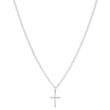 Imagem de Cordão Corrente Masculina Grumet 70cm Pingente Crucifixo De Prata 925