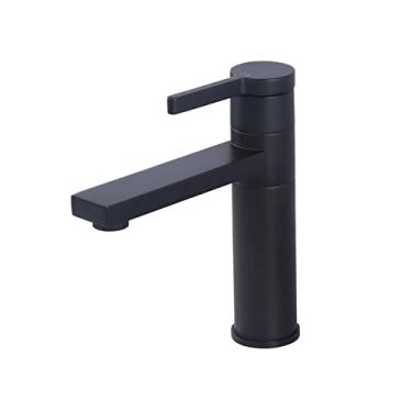 Imagem de Torneira de banheiro para lavatório torneira de banheiro fria e quente misturada em latão dourado escovado com furo único montado no convés com alça, Matter Black1