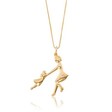 Imagem de Colar Corrente Pingente Filhos Menino Ou Menina Banhado Ouro 18K (MENINA)
