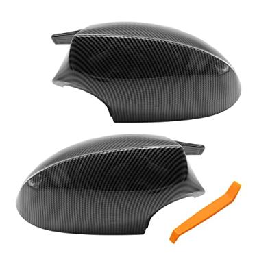 Imagem de CADUFUELLY Tampas de capa de espelho lateral de fibra de carbono padrão de fibra de carbono substituição da carcaça do espelho retrovisor para BMW E90 E91 E92 E93 PRE-LCI M3 estilo