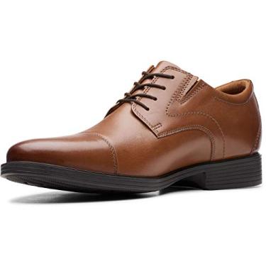 Imagem de Clarks Boné Oxford masculino Whiddon, Couro marrom escuro, 10 Wide