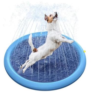 Imagem de Genérico Piscina para Animais de Estimação, Brinquedo de Água para Cães, Pet Verão, Piscina Pet Inflável Chafariz (150 cm)