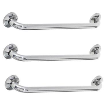 Imagem de Alça de Apoio Barra 40cm Kit 3 Unidades Inox Cadeirante Deficiente Ido
