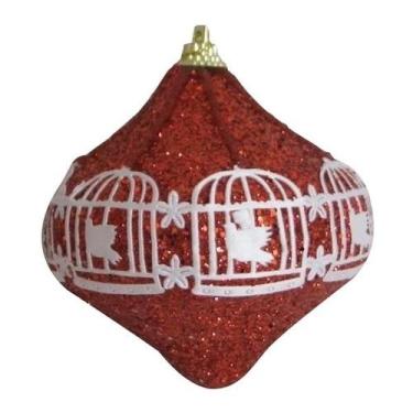 Imagem de Enfeite de Natal Oval  Vermelha Topo de Arvore 10cm - Zona Livre