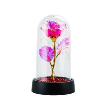 Imagem de Luminária Cilíndrica Rosa Pink Dourada Confete Vermelho 15cm - Taimes