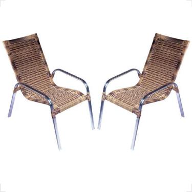 Imagem de Kit 2 Cadeiras De Alumínio Para Área Externa Fortaleza Fibra Sintética