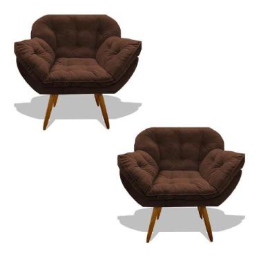 Imagem de Kit 02 Poltrona Miami Cadeira Robusta Pés Palitos Fibra Silicone Sala 