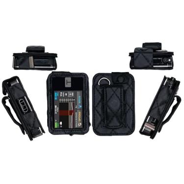 Imagem de Coldre padrão xadrez diamante premium (com clipe de cinto/laço de metal/cordão) para bomba de insulina Tandem Diabetes Care T: Slim X2 (todos os modelos) (preto)