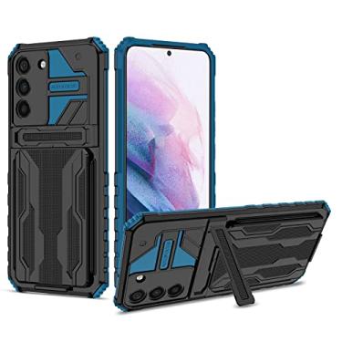 Imagem de Bohefo Capa para Galaxy S22 Plus, capa para Samsung S22+ 5G SM-S906U com carteira removível para cartão, suporte integrado à prova de choque, capa protetora para celular para Samsung Galaxy S22+ azul