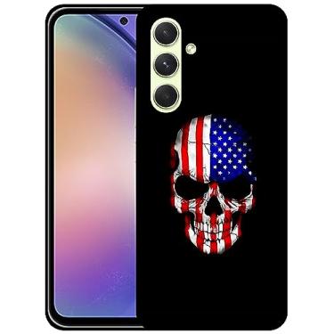 Imagem de SM Cases Capa Samsung Galaxy A54 5G - Caveira EUA Bandeira Americana Design Impresso 3D Capa Traseira de Plástico Rígido Capa para Samsung Galaxy A54 5G.
