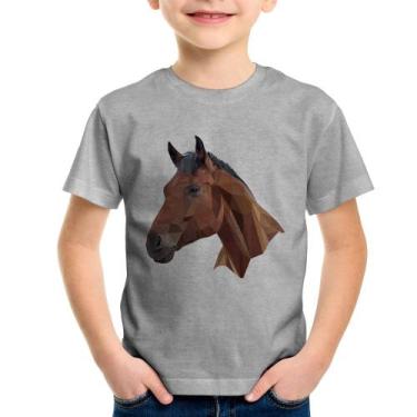 Imagem de Camiseta Infantil Cavalo Arte Mosaico - Foca na Moda, Cinza, 14
