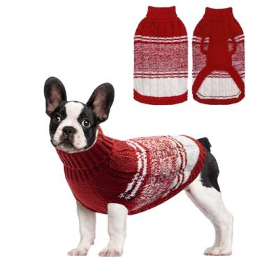 Imagem de Mihachi Suéteres para cães pequenos e médios para meninas e meninos, camisa macia para cães quentes, casaco de cachorro para clima frio, pulôver de malha com gola rolê, roupas de cachorro com orifício