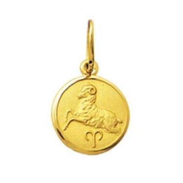 Imagem de Pingente Signo Redondo Pequeno 1cm Ouro 18k K080 - Fab Joias, ARIES, A