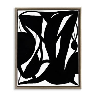 Imagem de Stupell Industries Tela flutuante emoldurada com tinta em espiral preta design de arte de parede por Bea Dina, moldura flutuante marrom, 63 x 78 cm