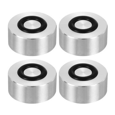 Imagem de uxcell Rosca M8 25 mm / 2,5 cm diâmetro 15 mm espessura disco disco disco adaptador superior de vidro 4 peças redondo sólido mesa pés almofada placa hardware com anel de borracha antiderrapante