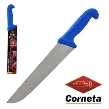 Imagem de Faca de Carne de Inox 10'' Cabo Plastico Azul Premium - Corneta Cutela