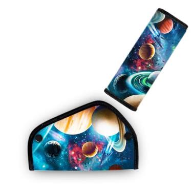 Imagem de Mokiwala Acolchoamento protetor de ombro e barriga infantil - Capa de almofada de alças hipoalergênicas macias e respiráveis para assento elevatório, carrinhos de bebê e cadeiras altas, universo