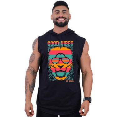 Imagem de Regata Longline com Touca Masculina MXD Conceito Leão Good Vibes, Masc