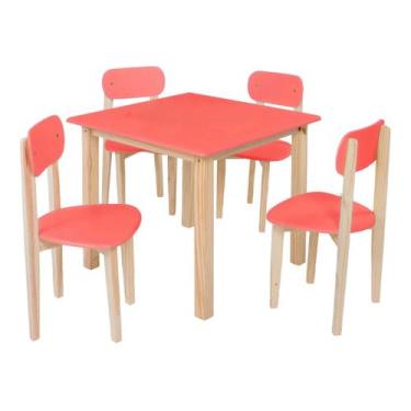 Imagem de Kit Mesa e 4 Cadeiras Infantil Colorê 65x65 Com Varias Cores - PoloSho