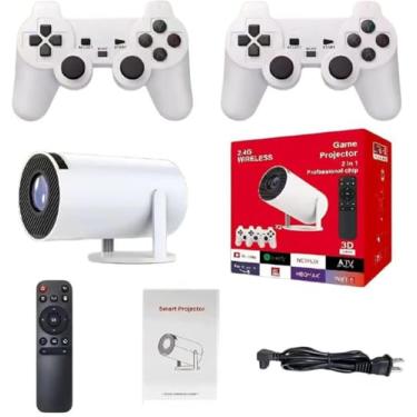 Imagem de Projetor de console retrô - Projetor de jogos profissional 2 em 1, projetor 4k HD com jogos retrô integrados, Smart Tv para ambientes internos e externos