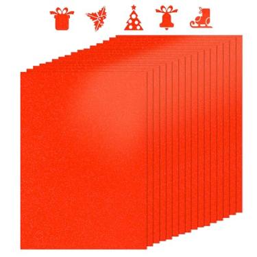 Imagem de BEISHIDA Papel cartolina vermelha, cartolina com glitter A4, papel brilhante vermelho, papel brilhante, folha de papel artesanal premium 250GSM para Cricut, projetos de arte DIY e decorações de festa