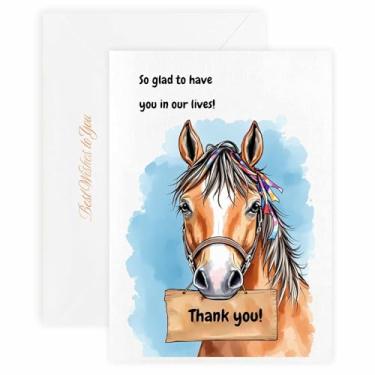 Imagem de MAGJUCHE Cartão de agradecimento para sobrinho – Selo e envelope de cera elegante, papel de 300 g/m², impressão vívida de 600 DPI, 12 x 17 cm, design de cavalo