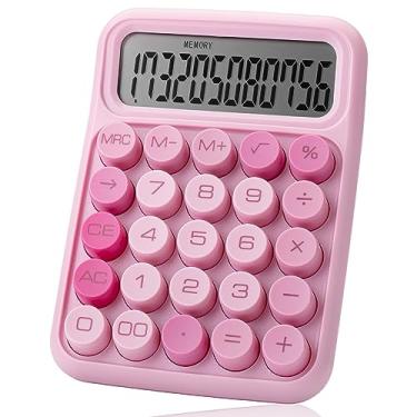 Imagem de Mr. Pen Calculadora de interruptor mecânico - visor LCD grande de 12 dígitos, rosa com botões grandes