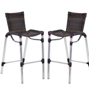 Imagem de 2 Banqueta Alumínio Fortaleza Alta Para Balcão, Cozinha Pedra Ferro