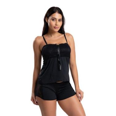 Imagem de Baby Doll Feminino Julia  Short Doll em Microfibra com Renda  IMI Ling