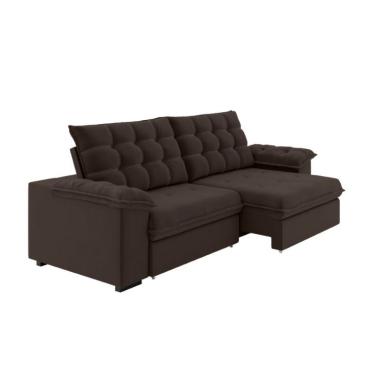 Imagem de Sofá 4 Lugares Retrátil e Reclinável Palermo Veludo Marrom 250 cm