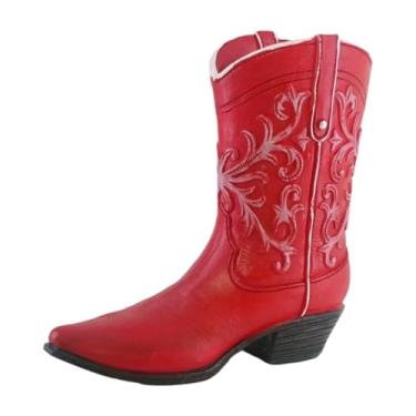 Imagem de XLWLLNJ Vaso decorativo de bota de cowgirl, estatueta de resina, plantador pequeno, decoração para casa, arranjos de flores para, estante de livros, Vermelho