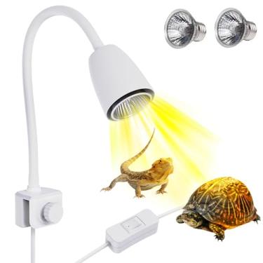 Imagem de Moonorange Lâmpada De Aquecimento Para Répteis, Giratória 360° Com 2 Lâmpadas Longa Duração (25 W + 50 W), Adequada Tartarugas, Dragões Barbudos, Cobras E Lagartos (Branca)