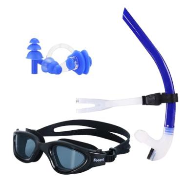 Imagem de Focevi Conjunto De Snorkel Para Natação Volta, Inclui Snorkel, Óculos Proteção, Clipes Nasais E Protetores Auriculares, Treinamento Frontal Adultos/Crianças/Jovens, Tubo Montagem Central Nadador